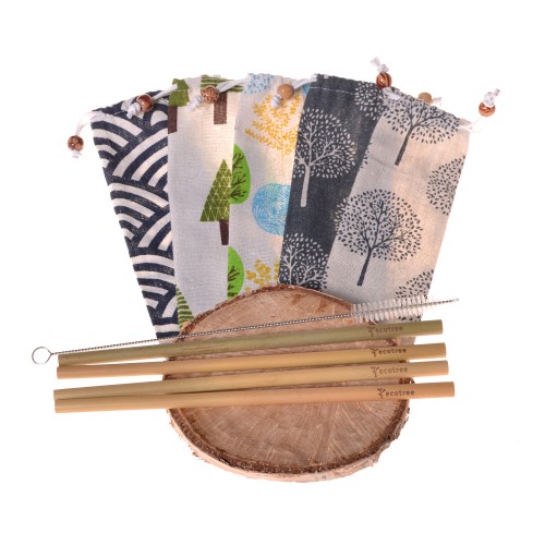 Bamboo straws ecotree (4 pcs) + bag
