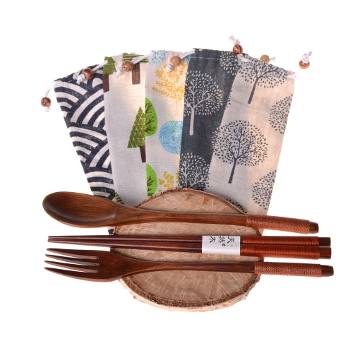 Bamboo cutlery ecotree (3 parts) + bag